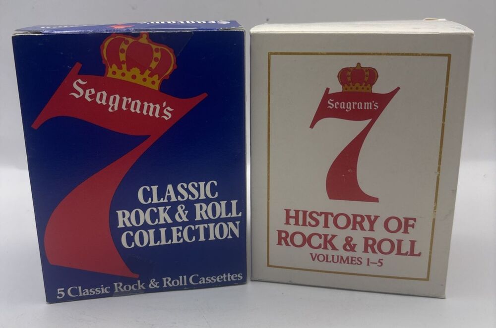Seagram’s 7 Sealed Cassette Lot History of Rock & Roll Vol 1-5 Classic Rock